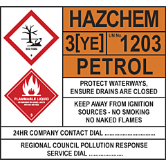 Allied Petroleum Hazchem 3YE Petrol 1050x970mm