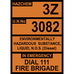 Allied Petroleum Hazchem 3Z 3082 Diesel ACM 300x420mm