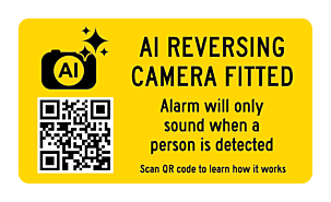 FH Caution Reverse Camera Fitted 80x45mm 