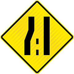 Road Narrows 2 Lanes to 1 Left