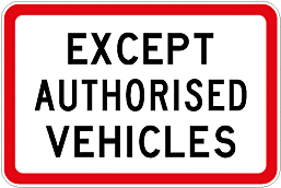 Except Authorised Vehicles
