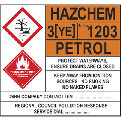 Allied Petroleum Hazchem 3YE Petrol 1050x970mm