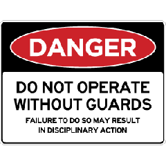FH Danger - Do Not Operate Without Guards 100x75mm