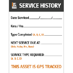 FH Service History Asset GPS Label Roll of 100 60x80mm