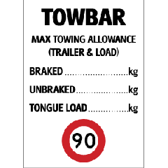 FH Towbar Rating Label 50x70mm