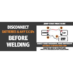 FH Vehicle Label 'Disconnect Batteries' 150x60mm                                             