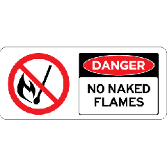Danger with prohibition symbol  - No Naked Flames