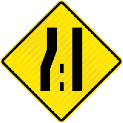 Road Narrows 2 Lanes to 1 Left