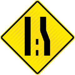 PW43.3 (WW12L) Road Narrows 2 Lanes to 1 Right