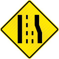 PW43.4-1 (WW13R) Road Narrows 3 Lanes to 2 Right