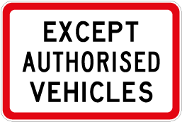 Except Authorised Vehicles