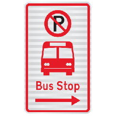 No Parking Bus Stop with Arrows 